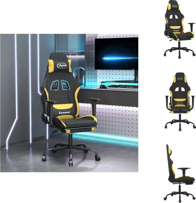 Produktbild von vidaXL Gaming-Stuhl mit Fußstütze Schwarz und Gelb Stoff -  Gaming-Sessel