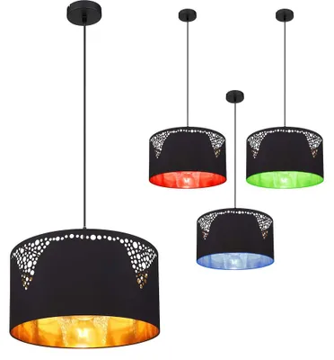 Produktbild von RGB LED Hängeleuchte, Dekorstanzungen, schwarz matt, gold, H 120 cm