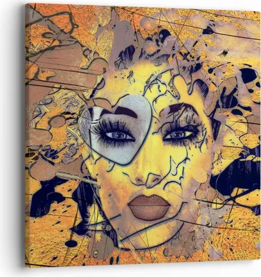 Produktbild von Bild auf Leinwand - Leinwandbild - Gesicht Frau - 40x40cm - Wand Bild - Wanddeko - Wandbilder - Leinwanddruck - Bilder - Kunstdruck - Wanddekoration - Leinwand bilder - Wandkunst - AC40x40-3513