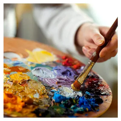 Produktbild von Mischpalette aus Holz mit Daumenloch für Ölfarben, Acrylfarben und Aquarellfarben