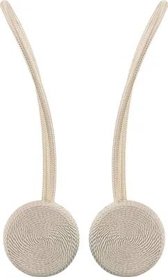 Produktbild von 2er-Set magnetische Vorhang-Raffhalter, handgewebte dekorative Vorhangschnalle mit starkem, dauerhaftem Magnetismus, Vorhang-Raffhalter für das Homeoffice, Macaron-Form – Beige 2