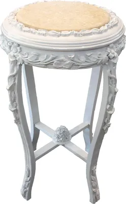 Produktbild von Casa Padrino Barock Beistelltisch Rund "Flowers" Weiß/Creme  Antik Look - 71 x 42 cm
