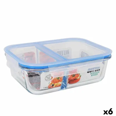 Obrázek produktu pro Obědový box hermetický Quttin 2 přihrádky obdélníkový 1,4 l (6 kusů)