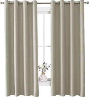 Produktbild von Azomor® Beige Leinenlook Thermovorhänge mit Schalldämmung und Verdunkelung