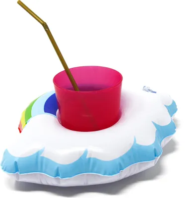 Produktbild von Oblique Unique Regenbogen Wolke aufblasbarer schwimmender Getränkehalter 5er Set für Pool 23x19 cm für Gläser Dosen bis 6,5 cm Ø