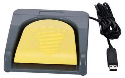 Obrázok produktu pre USB nožný ovládač s jedným tlačidlom na ovládanie hier, prispôsobiteľná počítačová klávesnica, akčný pedál, sivá s žltou farbou, pre hráčov a nadšencov hier