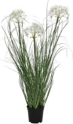 Produktbild von Gras Topf Kunstpflanze Kunstblume Polyester grün/weiß H 66 cm Ø 40 cm
