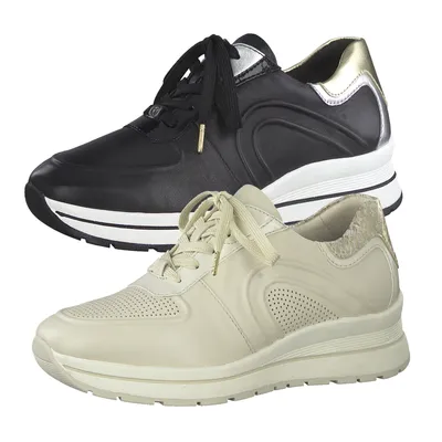 Produktbild von Tamaris Damen Schnürschuhe Sneaker Leder 1-23733-26, Größe:36 EU, Farbe:Schwarz