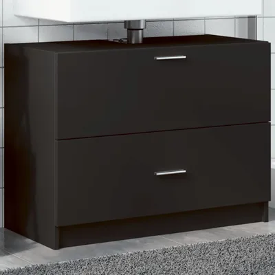Image de Maison Exclusive - Meuble sous lavabo noir 78x37x59 cm Matériau dérivé du bois