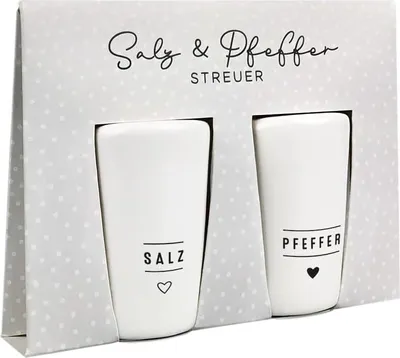 Produktbild von Salzstreuer u. Pfefferstreuer, weiß mit Herz, Salz u. Pfeffer Streuer Set,
