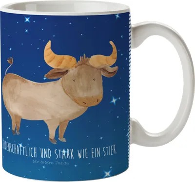 Produktbild von Mr. & Mrs. Panda Pott Sternzeichen Stier - Sternenhimmel Blau - Geschenk, Mehrwegbecher, Plastikbecher, Geburtstag April, Rind, Camping Tasse, Ochse, Trinklernbecher