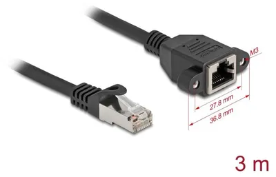 Image de DELOCK Verlängerungskabel S/FTP RJ45 ST -> BU Cat6A 3.00m sw