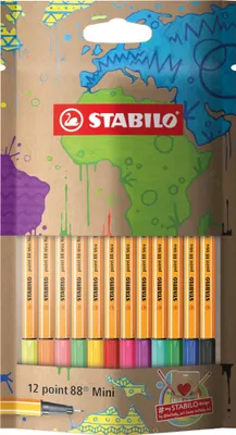 Obrázok produktu pre Fineliner - STABILO point 88 Mini - #mySTABILOdesign Edition - balenie 12 kusov - s 12 rôznymi farbami