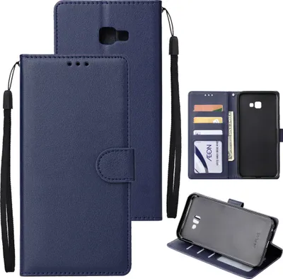 Produktbild von Für Samsung J4 plus Flip-Typ Leder Schutzhülle mit 3 Kartenposition Schnalle Design Abdeckung blau