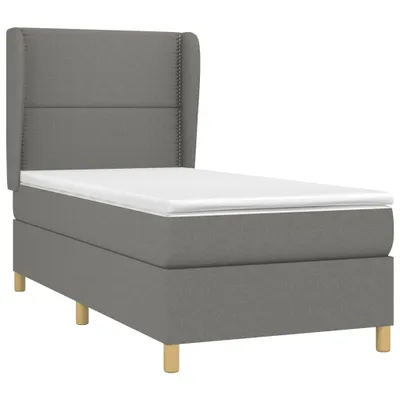 Zdjęcie produktu dla Łóżko Kontynentalne Z Materacem, Ciemnoszara Tkanina 100X200 Cm Lumarko!
