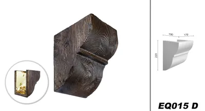 Produktbild von DECO WOOD Balkenkonsole rustikal aus Polyurethane, Dekokonsole, PolyurethanKonsole Holzoptik (dunkelbraun - 17x22cm) Verzierung Lampe Balkendeko