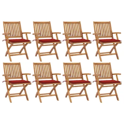 Produktbild von Klappbare Gartenstühle mit Kissen 8 Stk. Massivholz Teak