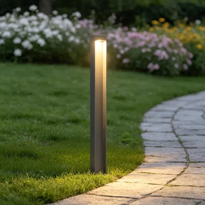 Produktbild von Mai & Mai LED Wegeleuchten Außenlampe Pollerleuchte, BTH:6x6x80cm, 3000K Aussenleuchte, Standleuchte für Garten Sandgrau dunkel 5W IP65 BaldersLights
