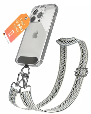 Produktbild von EAZY CASE - Handykette Universal Pad zum Umhängen, kompatibel mit jedem Handy, Kette mit Hülle, Handyband Wave Style in Blau