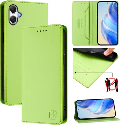 Produktbild von Lederhülle für Samsung Galaxy A06 Hülle Flip Brieftasche Kartenfächern Ständer Schutzhülle Grün