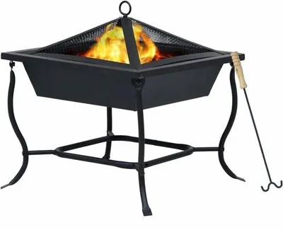 Productafbeelding van Vuurkorf - Buitenhaard - Tuinverwarming - Roestbestendig staal - 42 x 42 x 45 cm - Zwart
