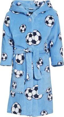 Produktbild von Playshoes Fleece-Bademantel Fußball, in blau, Größe 146/152