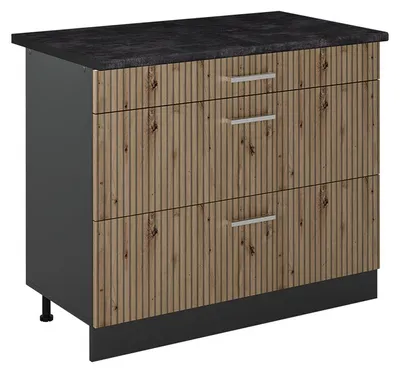 Imagen del producto de Mueble bajo de cocina Vicco R-Line Roble artesanal/Antracita 100 cm encimera Antracita, Model 71548