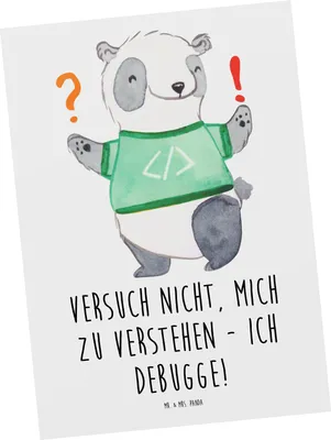 Produktbild von Mr. & Mrs. Panda Postkarte Softwareentwickler Debugging - Weiß - Geschenk, Berufe, Beruf, Postkarten, Ansichtskarten, Grußkarte, Softwareentwicklung, Berufsgestaltung