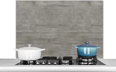 Produktbild von KitchenYeah®  Spritzschutz Küche - Küchenrückwand - Wandschutz für Herd und Spüle - Muster - Beton - Grau 100x65 - Alu-Dibond (Alternative zum Spritzschutz aus Glas) - Hitzebeständig - Herdspritzschut