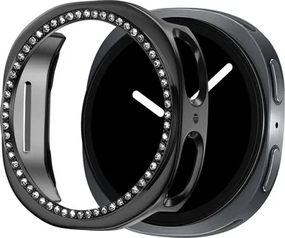 Produktbild von Bandz PC-Hartschalen-Schutzhülle mit Diamanten - passend für Samsung Galaxy Watch 8 - 40 mm - Schutzhülle aus Hartplastik - Halbschutzhülle (schwarz)
