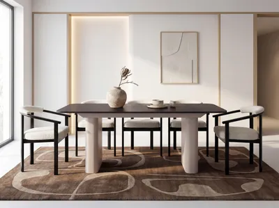 Produktbild von Ausziehbarer Rechteckiger Esstisch – XXL Modernes Design Metallgestell in Kaschmir – für 10-14 Personen, 200 x 90 / 300 cm – Schwarz