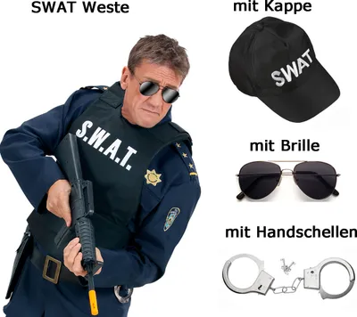 Produktbild von S. W. A. T. Weste - Männerweste - SWAT - Undercover Polizei Set mit Zubehör
