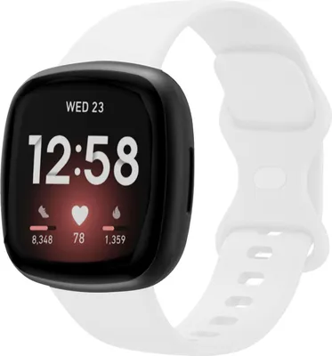 Produktbild von Strap-it Fitbit Versa 3 Silikon Armband Classic (Weiß) - Große: L