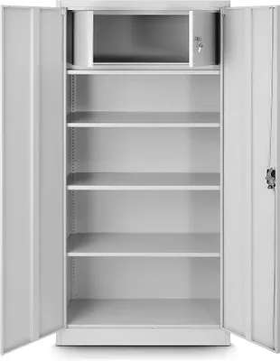 Produktbild von Aktenschrank mit Geheimfach C001D Metallschrank Büroschrank Stahlblech Pulverbeschichtung Werkzeugschrank Büroschrank 185 cm x 90 cm x 45 cm grau/grau