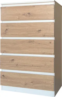 Produktbild von Kommode mit 5 grifflosen Schubladen Thekla Weiß-Artisaneiche