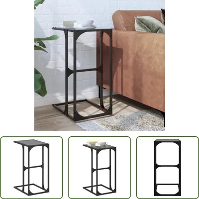 Immagine prodotto di The Living Store Tavolino con piano in vetro nero 40x30x61,5 cm in acciaio