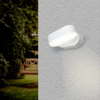 Produktbild von Weiße LED-Wandleuchte IP54 Schwenkbar Oval - Warmweiß 2300K - 3500K