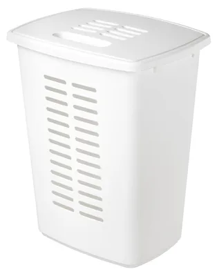 Waschkorb 60 L, Weiß, Kunststoff, rechteckig, belüftet