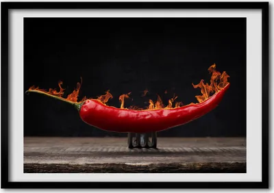 Produktbild von Bild - Bilder - Bilderrahmen - 70 cm x 50 cm - MDF-Rahmen, Wandkunst Chili-Pfeffer