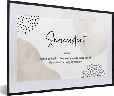 Produktbild von MuchoWow® Gerahmtes Poster Sprichwörter - Snaccident - Zitate - Wörterbuch - Snaccident Definition 60x40 cm - Poster mit Schwarzem Bilderrahmen Wandposter Rahmen Foto Bilder - Schlafzimmer - Plakat in Rahmen - Drucken