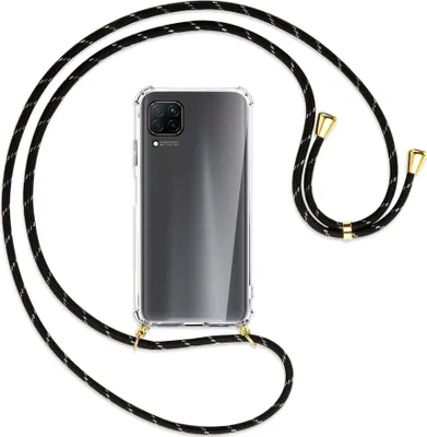 Produktbild von Handykette Backcover-Schutzhülle mit Band (Metall goldfarben) für Huawei P40 lite - schwarz/gold