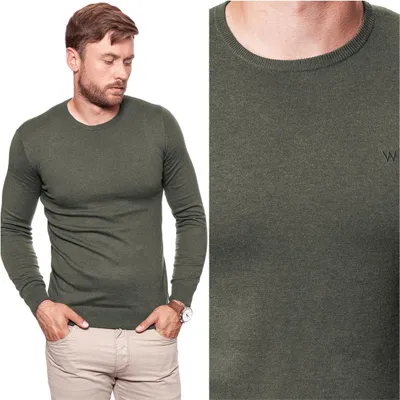 Produktbild von Herren Wrangler Crew Strick Dusty Olive W85672P45 11213246