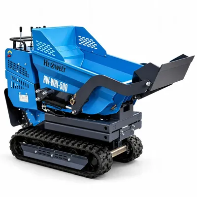 Immagine prodotto di Dumper cingolato - HEXWELT - 500 kg, 200 l, 6,5 HP, ribaltamento idraulico con pala - HW-WHL-500