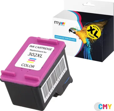 A color ink cartridge and its packaging are displayed against a white background.