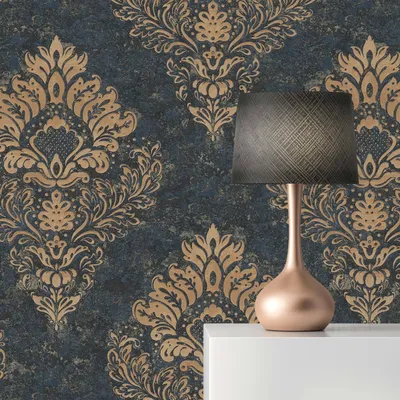 Produktbild von TADESSI | Tapete Barock Gioele | M1-No.634 | Vliestapete | Blau | Gold | Barock| | Tapete mit Ornamenten | Wohnzimmer | Schlafzimmer | Küche