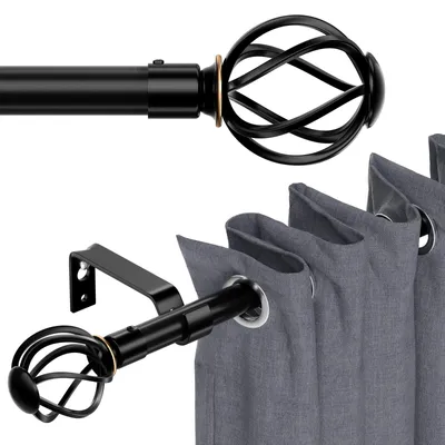 Image de Barre de rideau noire pour fenêtre, longueur de 66 à 120 cm - Barre de rideau décorative