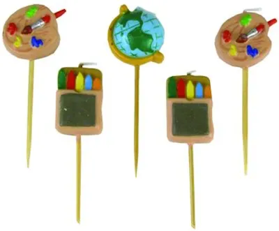 Produktbild von 5 Deko Kerzen "Schulanfang" / z. Bsp. für Muffins oder Kuchen
