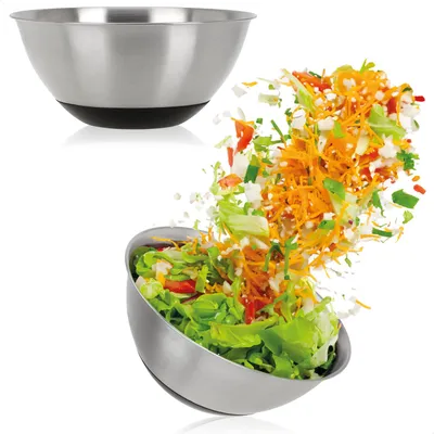 Produktbild von com-four® 2x Schüsseln aus Edelstahl - Salatschüsseln 1300 ml