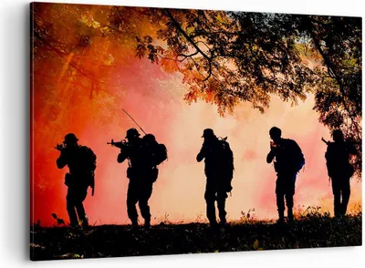 Produktbild von Bild auf Leinwand - Leinwandbild - Soldat Gewehr - 100x70cm - Wand Bild - Wanddeko - Wandbilder - Leinwanddruck - Bilder - Kunstdruck - Wanddekoration - Leinwand bilder - Wandkunst - AA100x70-3977