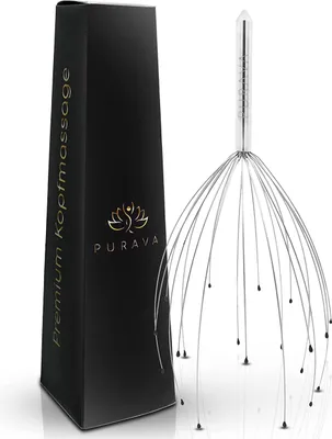 Zdjęcie produktu dla Purava ® [Oryginał] Urządzenie do masażu głowy o ulepszonej konstrukcji – drapaczka do głowy z 20 palcami – wysokiej jakości pająk do masażu głowy – idealny na prezent drapaczka do głowy
